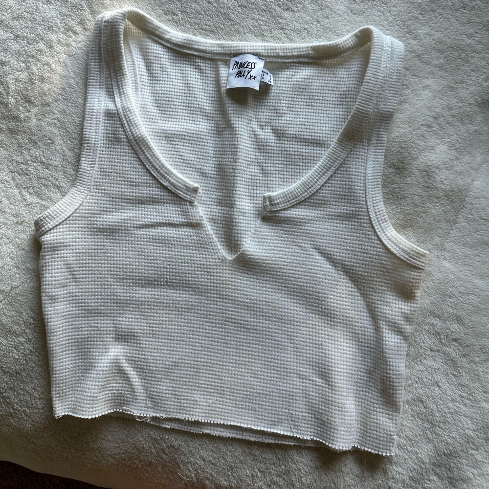 Waffle textured crop tank